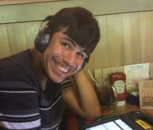 student with headphones